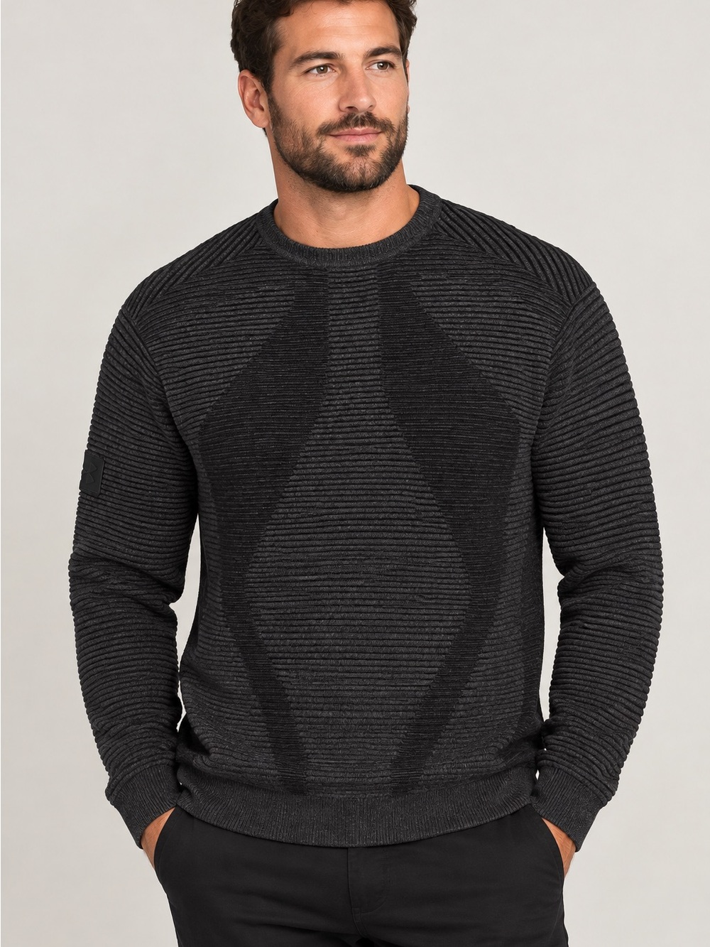 Under Armour IntelliKnit Phantom 2.0 Dark Gray Top Textured Crewneck